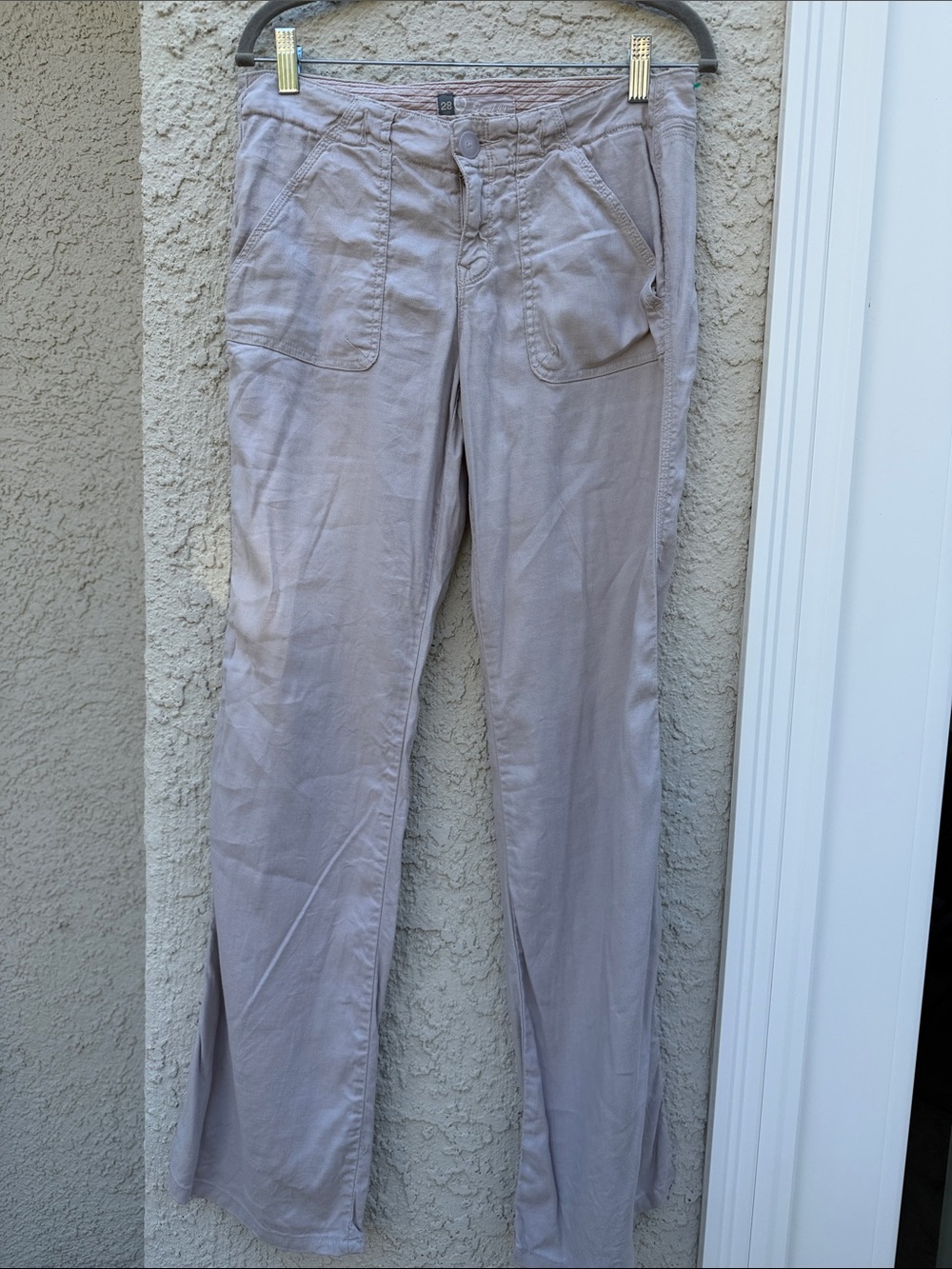 Pilcro and the Letterpress Anthropologie Women's Tan Stripe Linen Pants Size 4
